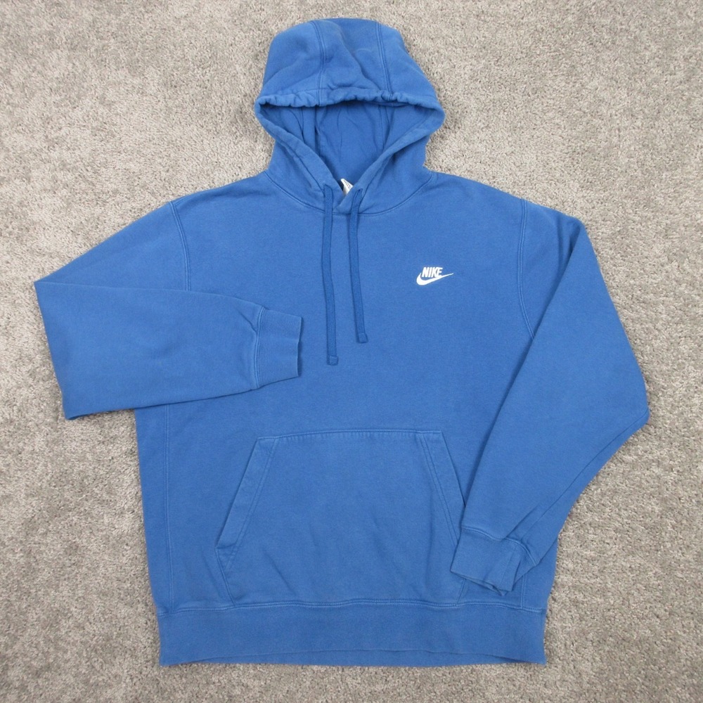 Nike Sweater Mens XL Blue Sportswear Club Fleece Pullover Hoodie Sweatshirt Logo